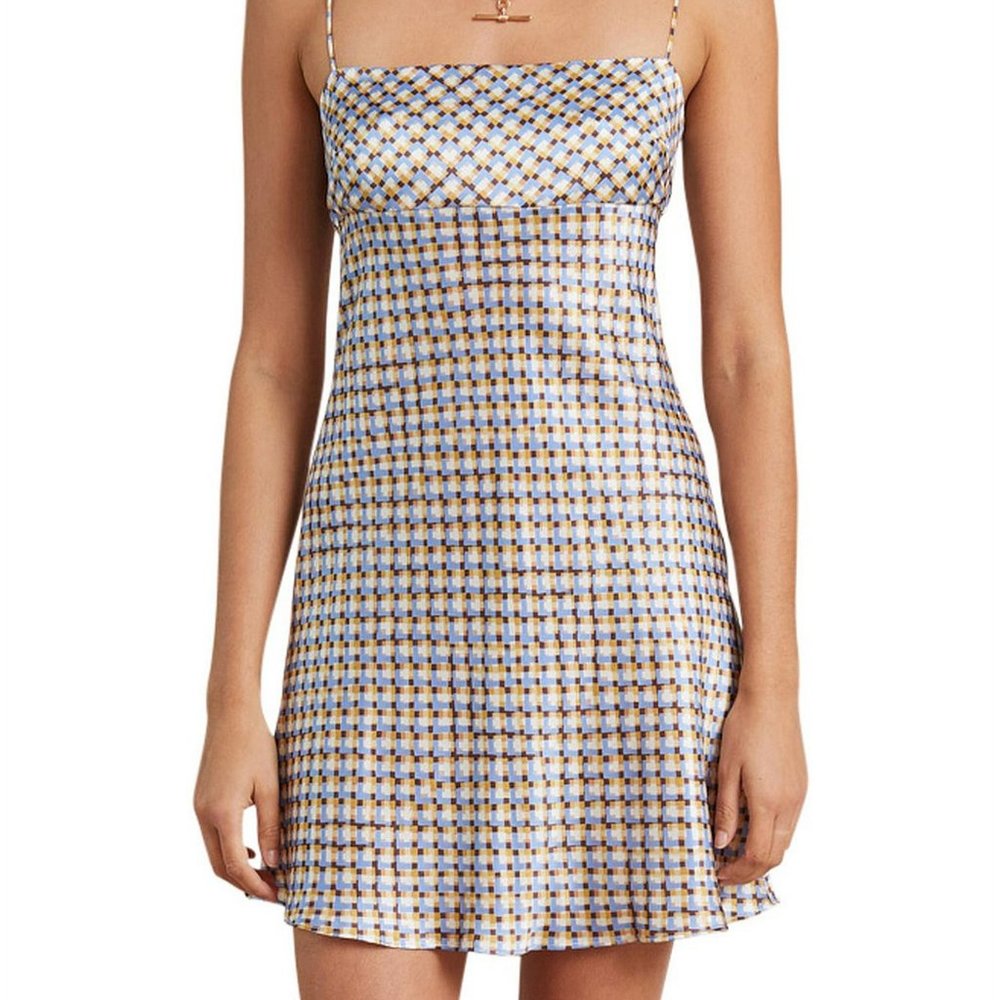 nwot BEC + BRIDGE Frankie checked mini dress silk
